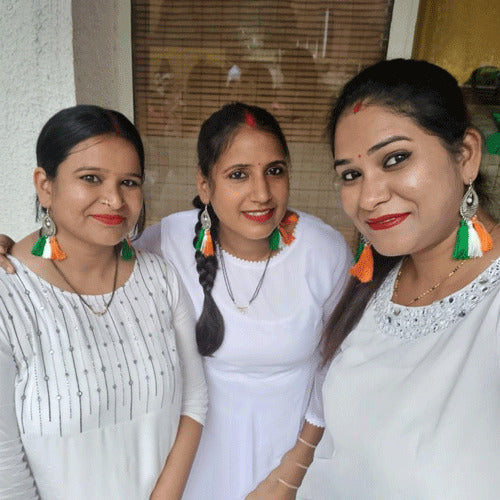 TRY TRICOLOUR bindhani earrings JEWELLERY wearing on indian Independence Day and Republic Day