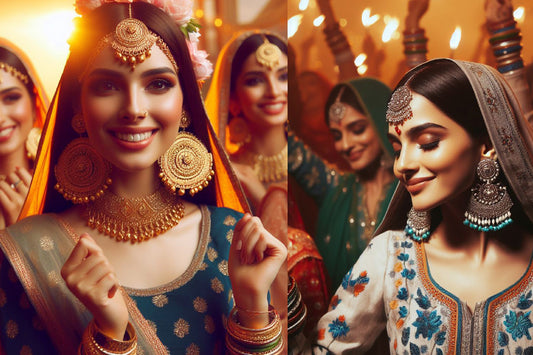 women-wear-punjabi-earrings-mang--tikka-dancing-celebrating-lohri-festival