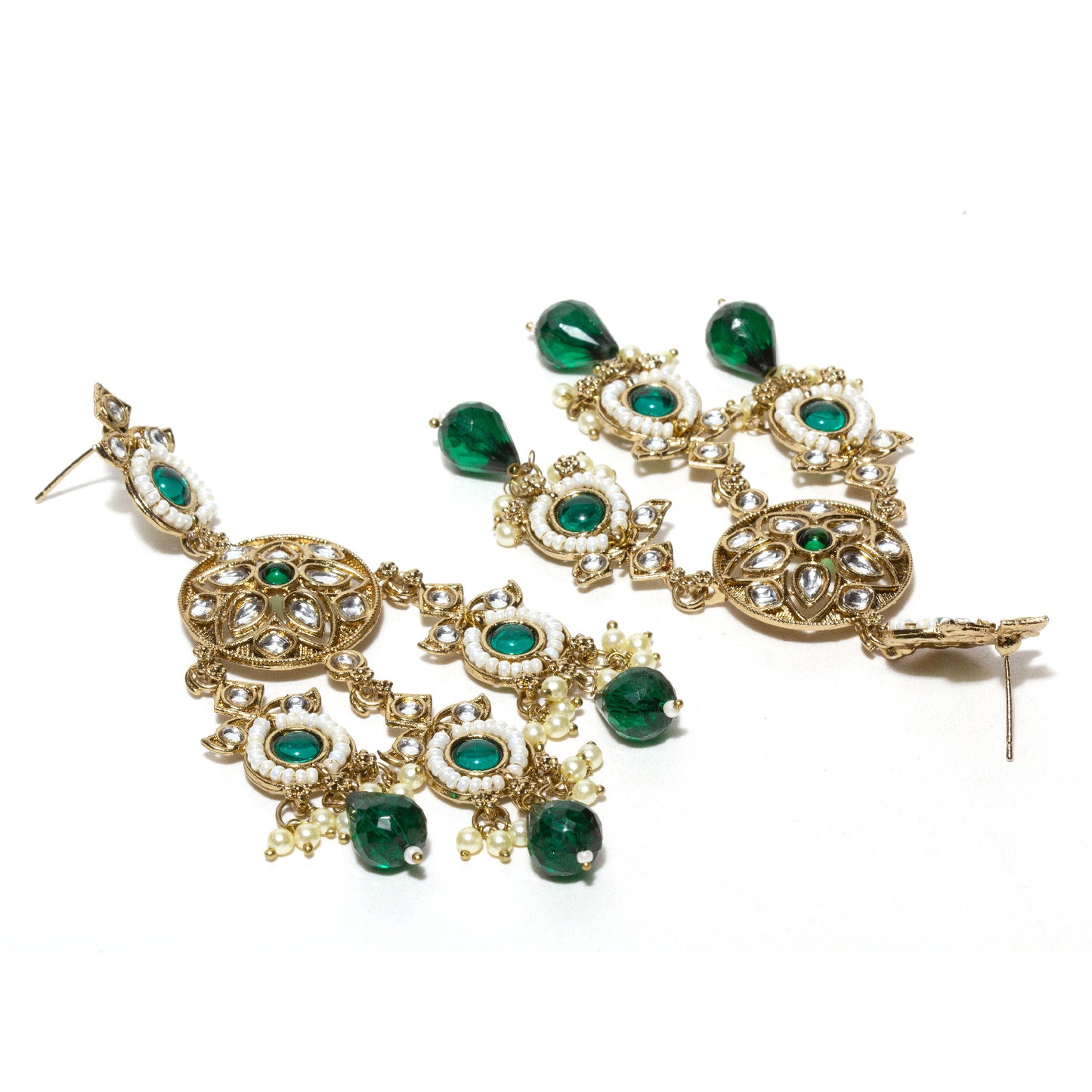 Bindhani-Antique-Mehandi-Gold-Plated-Green-Kundan-Stones-Dangle-Drop-Earrings-For-Women