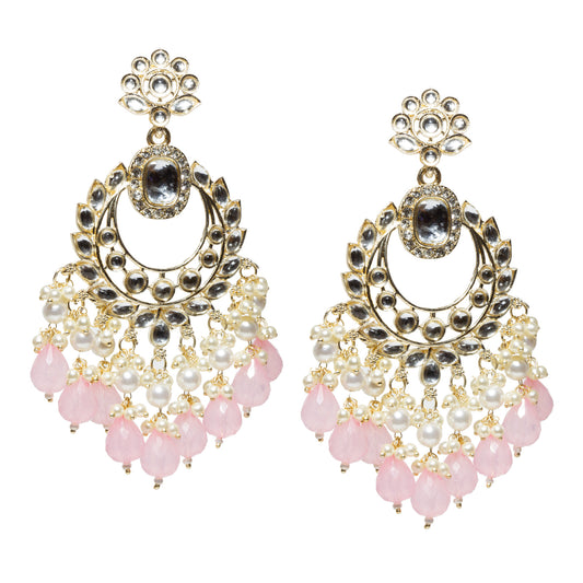 Bindhani-Gold-Plated-Baby-Pink-Color-Drop-Kundan-Stone-Long-Earrings-For-Women-Girls