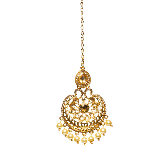 Bindhani-Gold-Plated-Faux-Pearl-Drop-Big-Size-Maang-Tikka-Kundan-For-Women