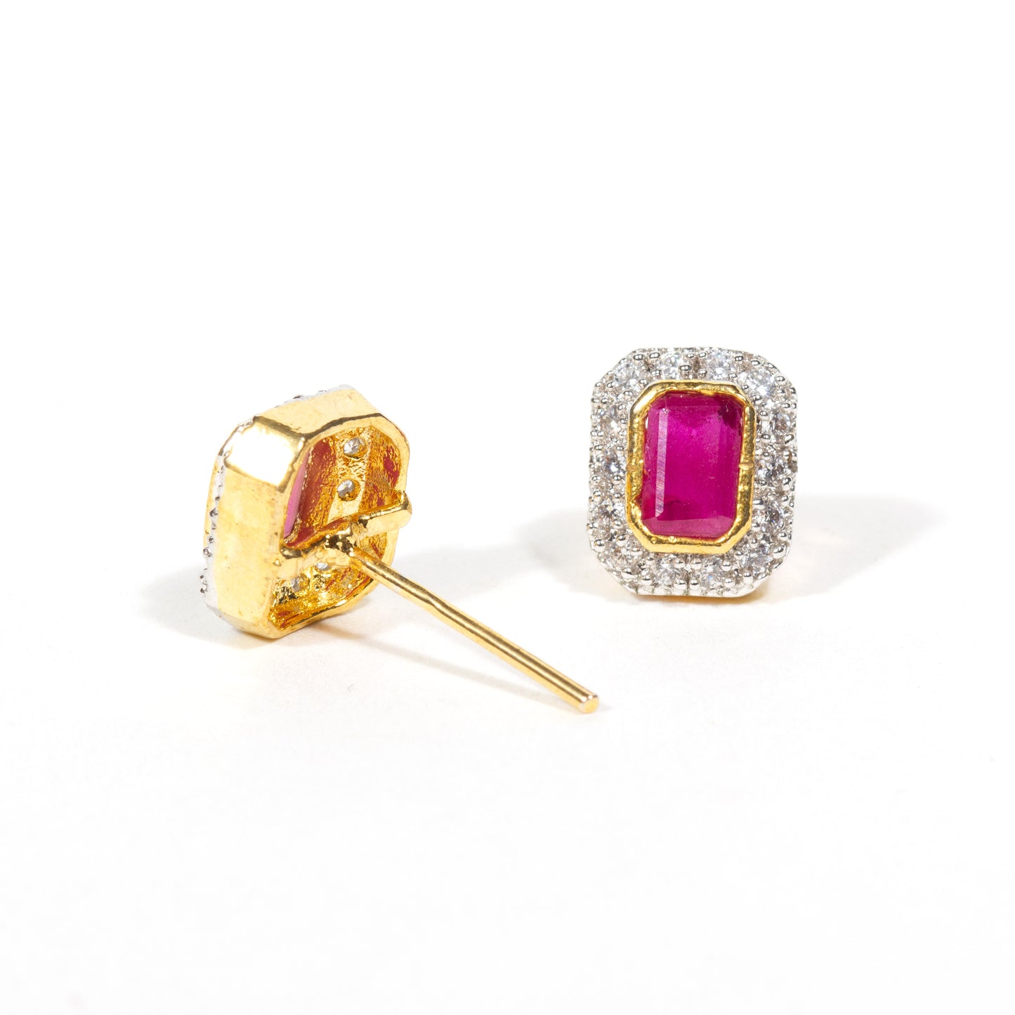 Bindhani-Gold-Plated-Faux-Ruby-Cubic-Zirconia-CZ-Studs