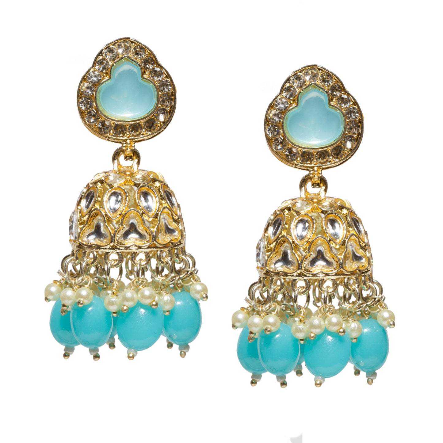 Bindhani-Gold-Plated-Firozi-Drops-Stone-Kundan-Jhumka-Earrings-For-Women-and-Girls