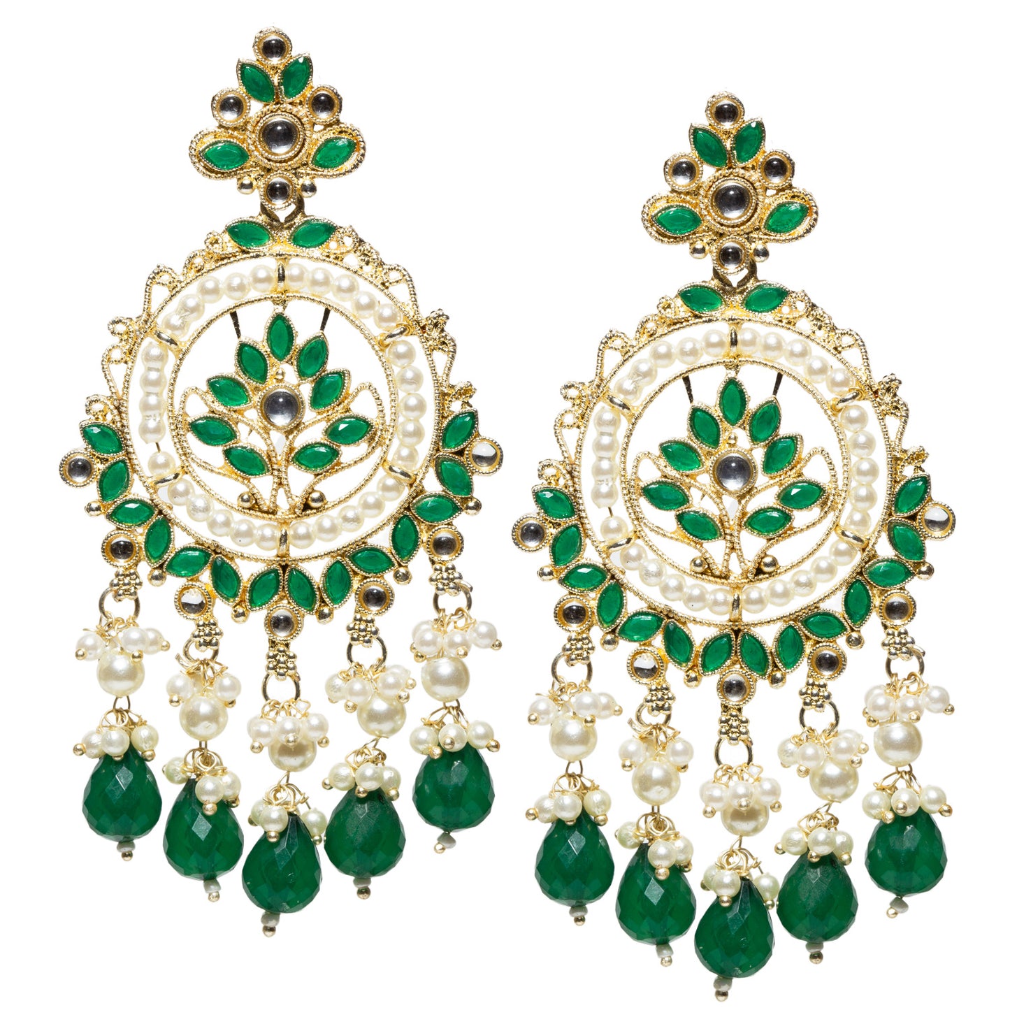 Bindhani-Gold-Plated-Green-Color-Drop-Kundan-Stone-Chandbali-Earrings-For-Women-and-Girls