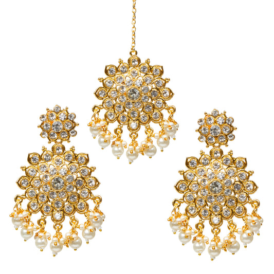 Bindhani-Gold-Plated-Hand-Created-Bridal-White-Stone-Earrings-Maang-Tikka-For-Women
