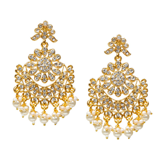 Bindhani-Gold-Plated-Hand-made-Pearl-Drop-White-Stone-Earrings-For-Women