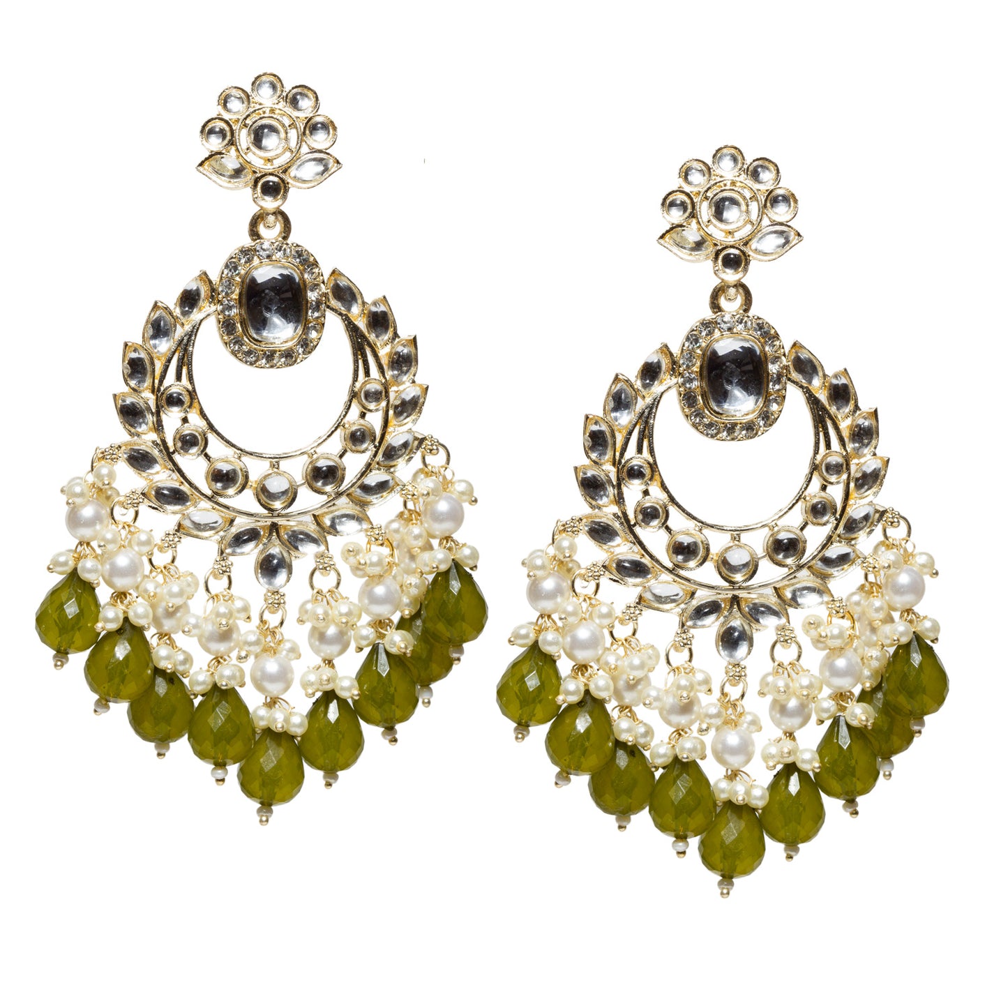 Bindhani-Gold-Plated-Mehandi-Green-Color-Drop-Kundan-Stone-Long-Earrings-For-Women-Girls