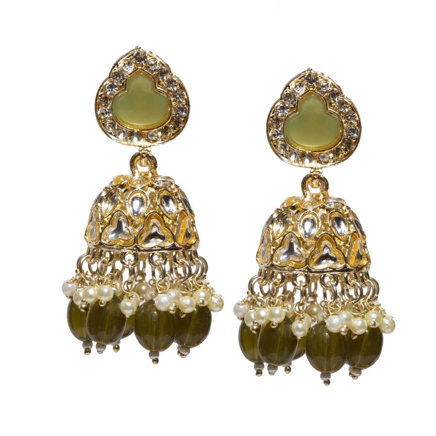 Bindhani-Gold-Plated-Mehandi-Green-Drops-Stone-Kundan-Jhumka-Earrings-For-Women-and-Girls