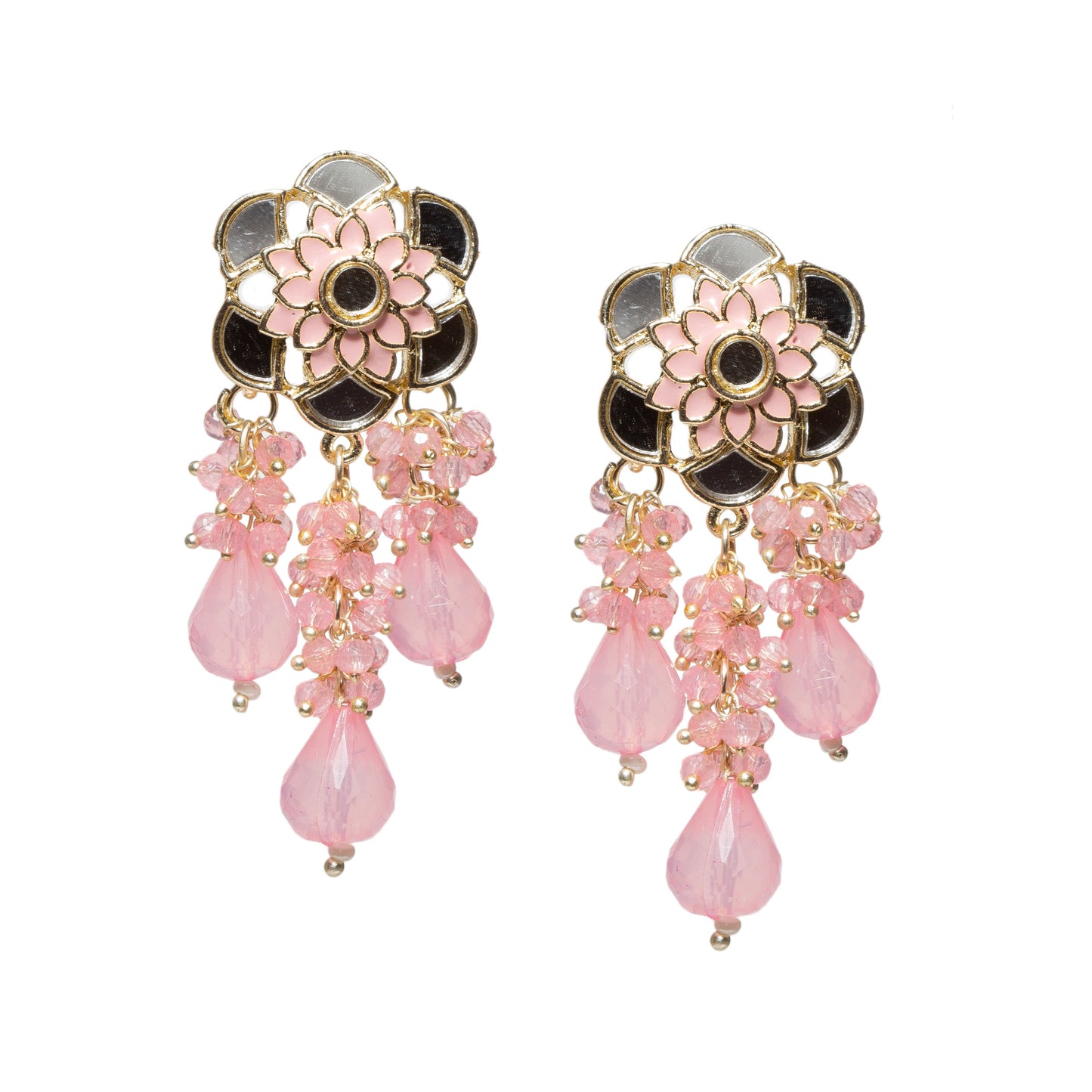 Small Mirror Work Color Drop Earrings