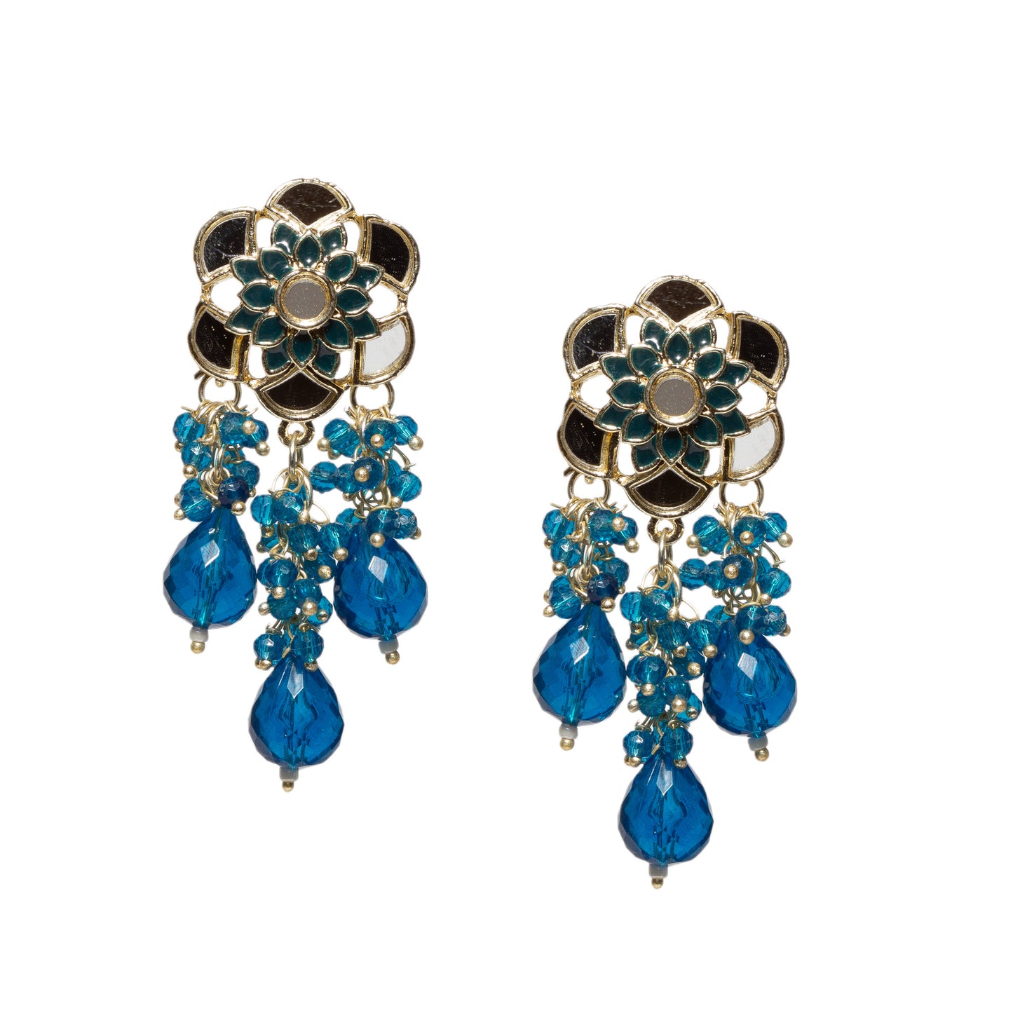 Small Mirror Work Color Drop Earrings