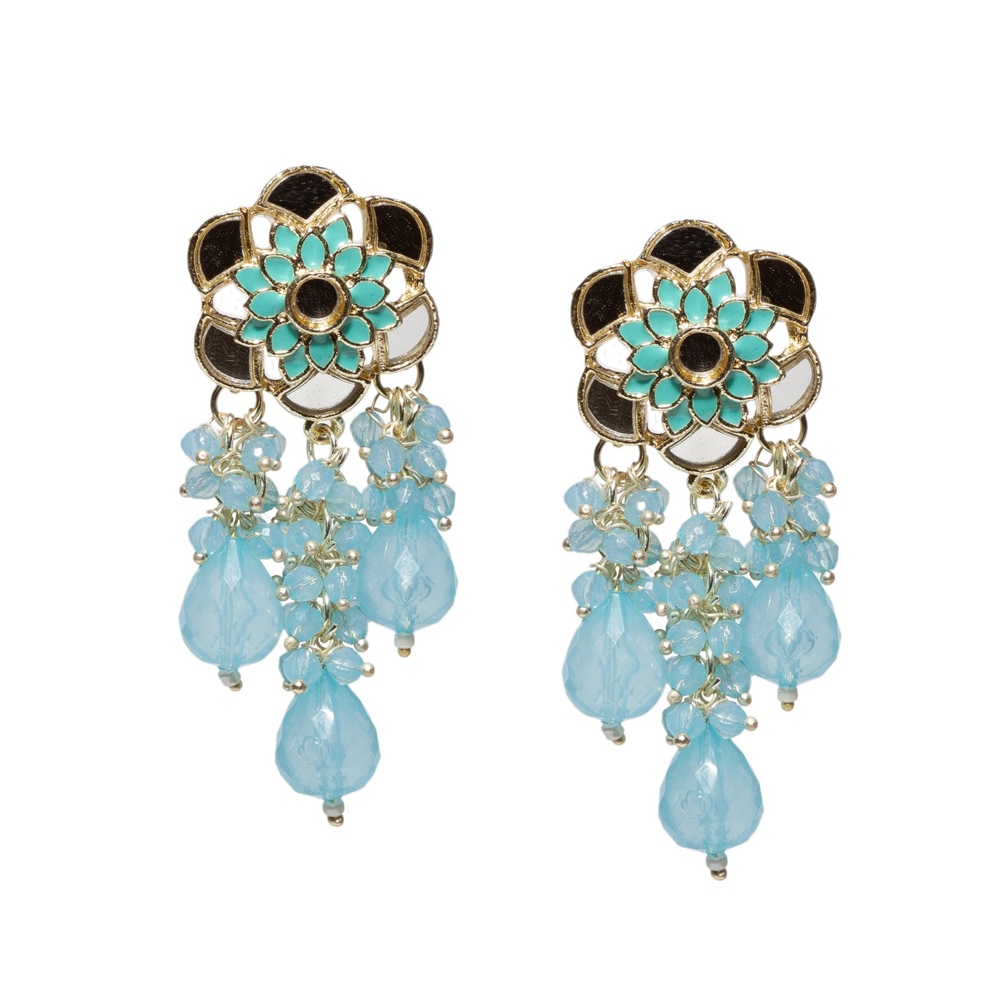 Small Mirror Work Color Drop Earrings