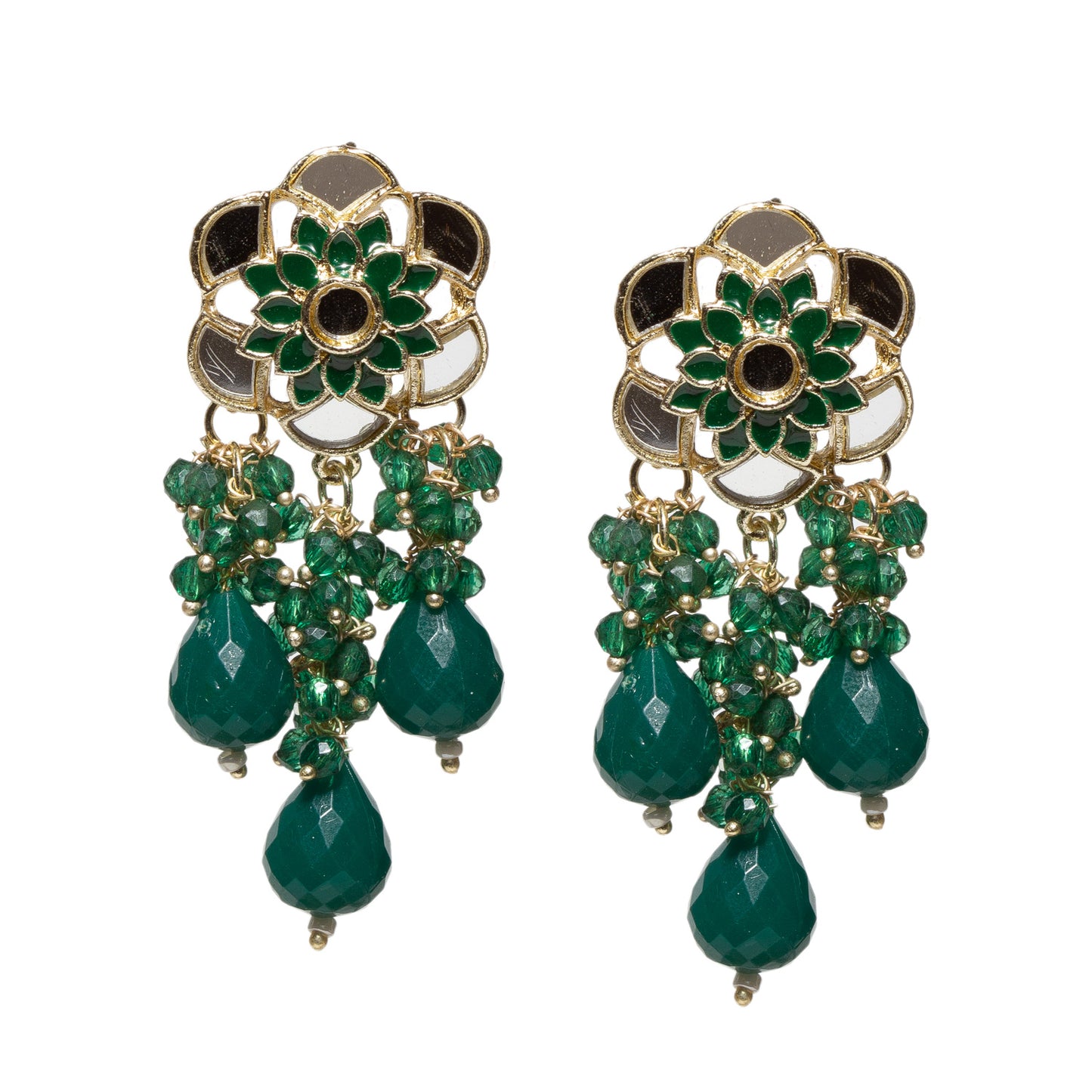 Small Mirror Work Color Drop Earrings