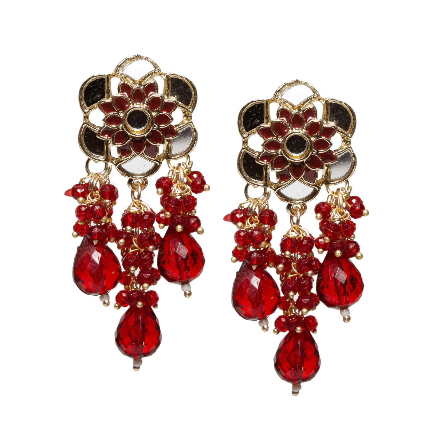 Small Mirror Work Color Drop Earrings