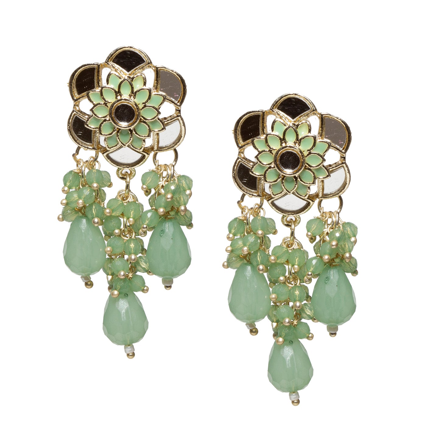 Small Mirror Work Color Drop Earrings