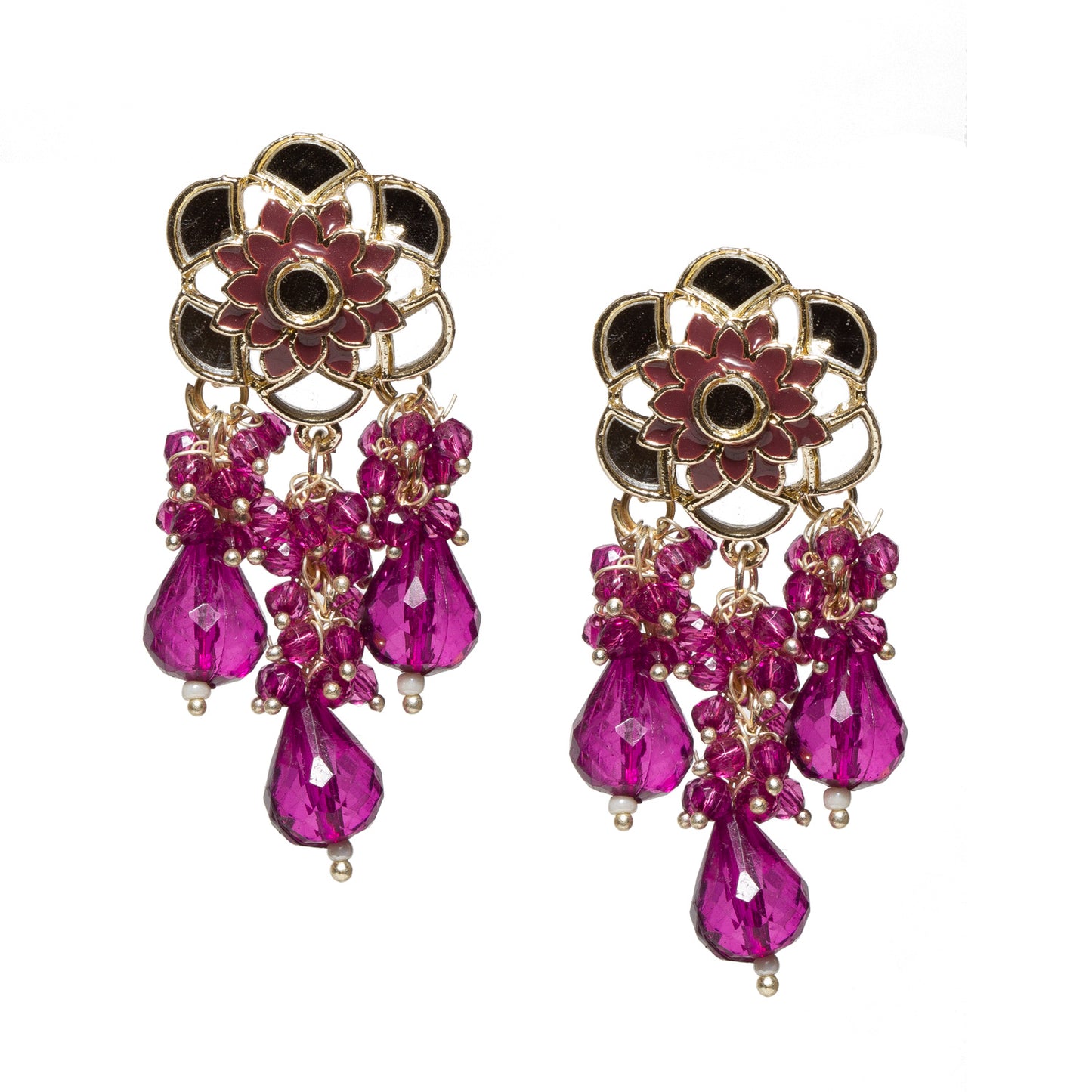 Small Mirror Work Color Drop Earrings