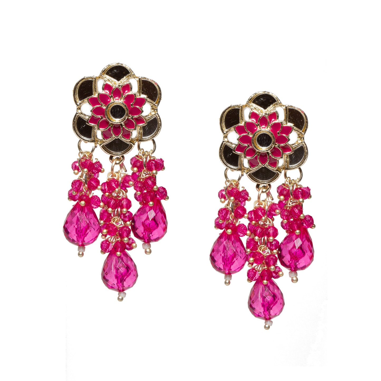 Small Mirror Work Color Drop Earrings
