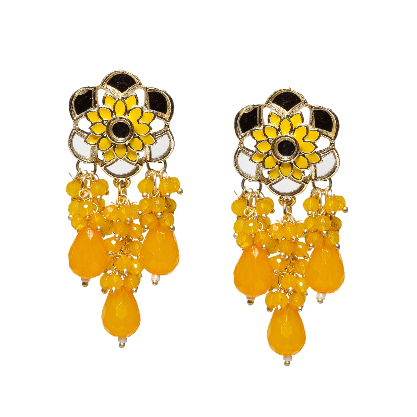 Small Mirror Work Color Drop Earrings