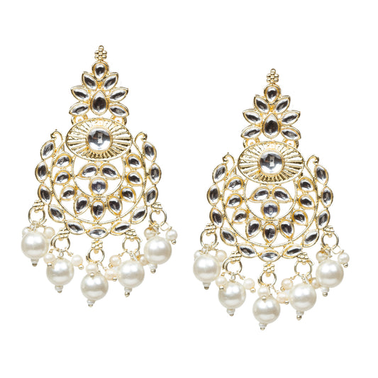 Bindhani-Gold-Plated-Pearl-Droop-Kundan-Stone-Earrings-For-Women