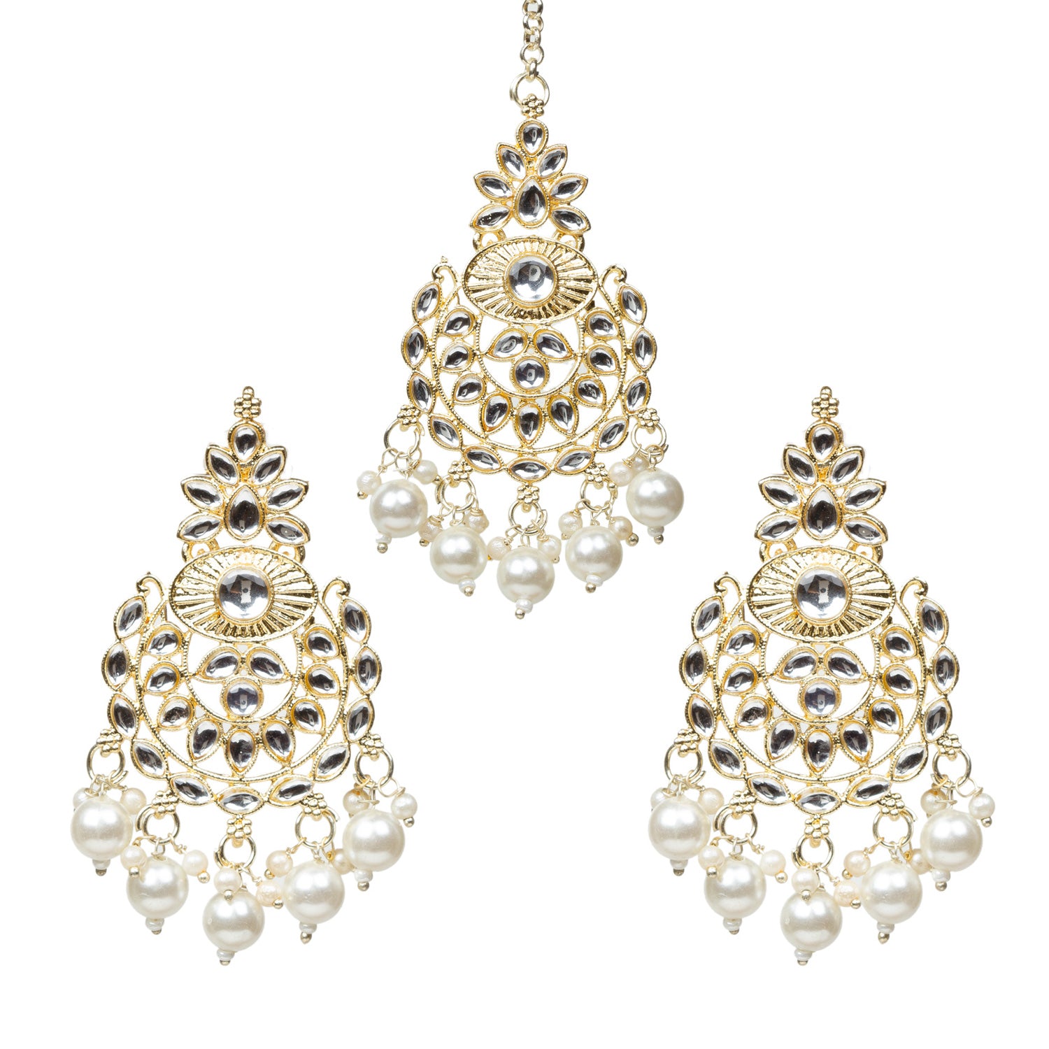 Bindhani-Gold-Plated-Pearl-Droop-Kundan-Stone-Earrings-Maang-Tikka-Set-For-Women