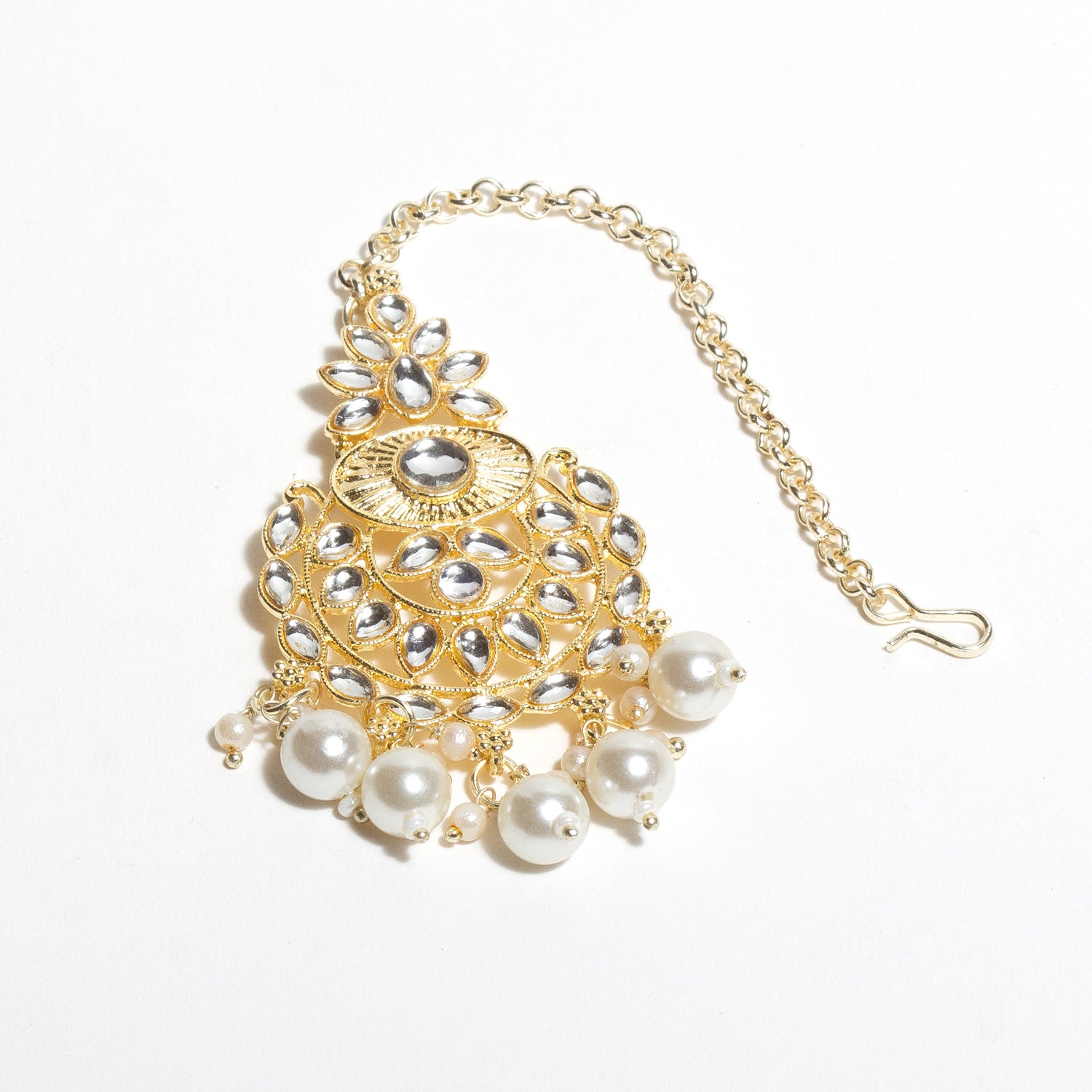 Bindhani-Gold-Plated-Pearl-Droop-Kundan-Stone-Maang-Tikka