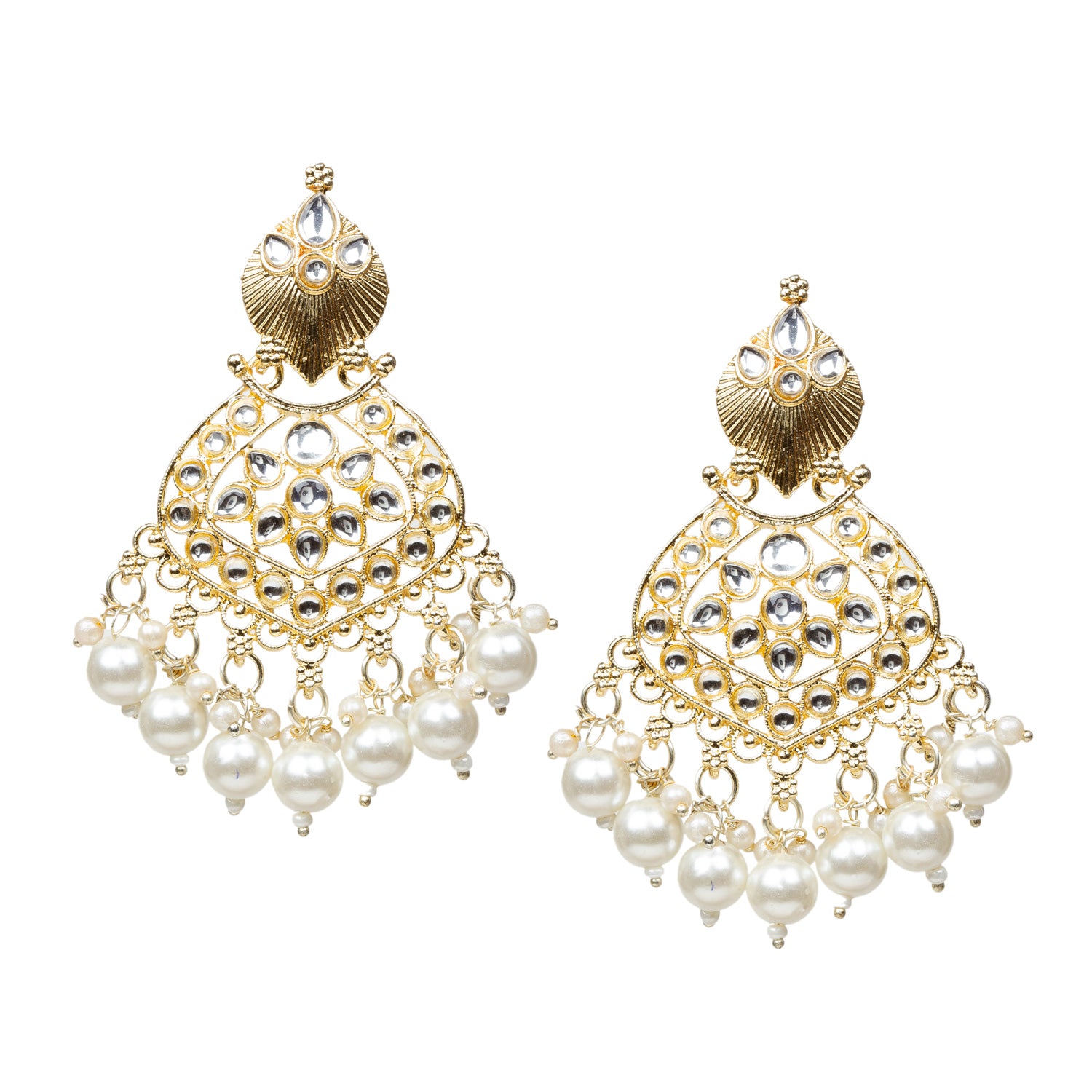 Bindhani-Gold-Plated-Pearl-Drop-Kundan-Stone-Earrings-Set-For-Women