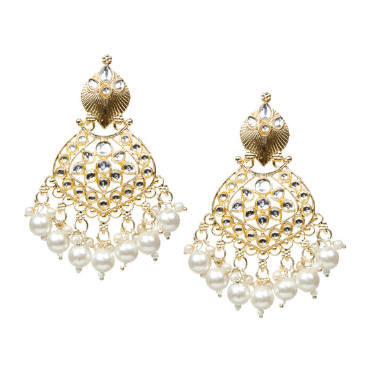 Bindhani-Gold-Plated-Pearl-Drop-Kundan-Stone-Earrings-Set-For-Women