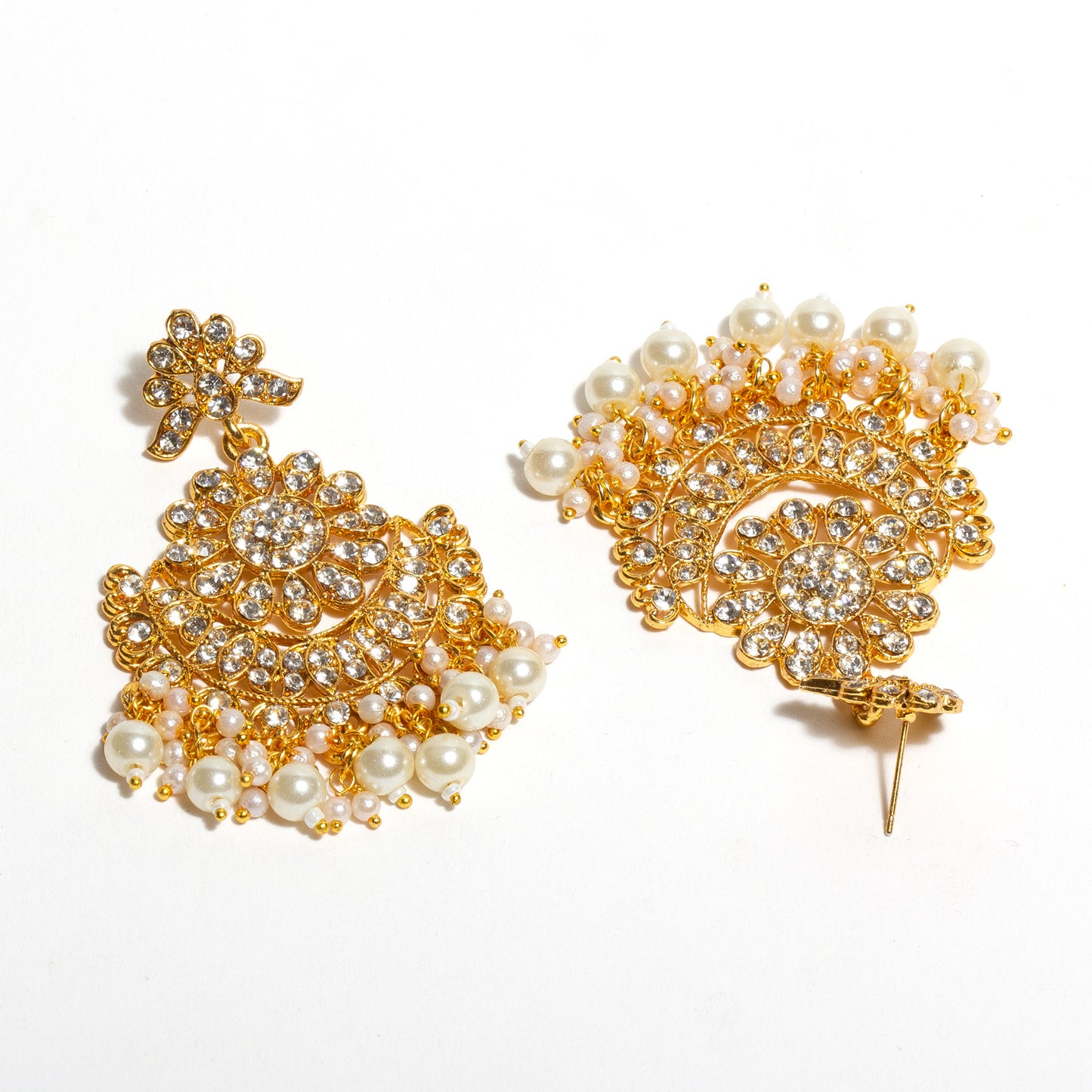 Bindhani-Gold-Plated-Pearl-Drop-White-Stone-Earrings