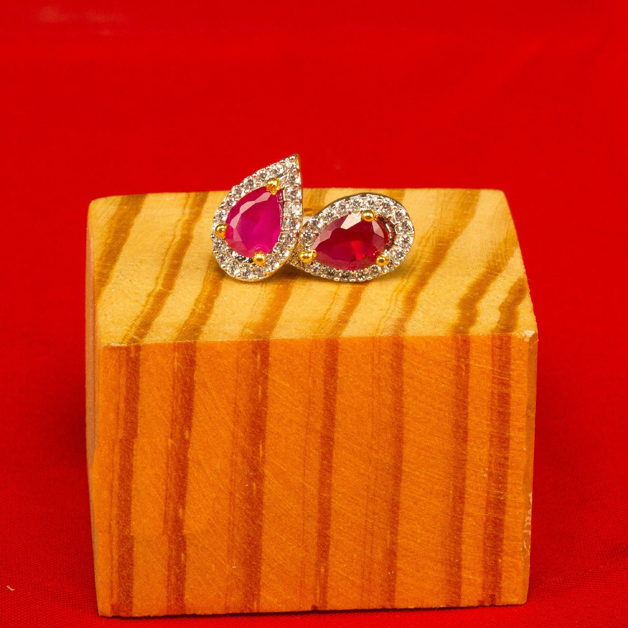 Bindhani-Gold-Plated-Pink-AD-Stones-Tilak-Studs-Earring