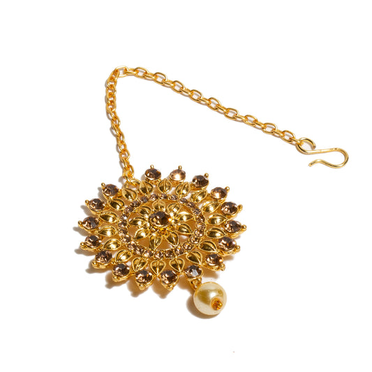 Bindhani-Gold-Plated-Small-Round-Maang-Tikka-Jewelry-For-Women