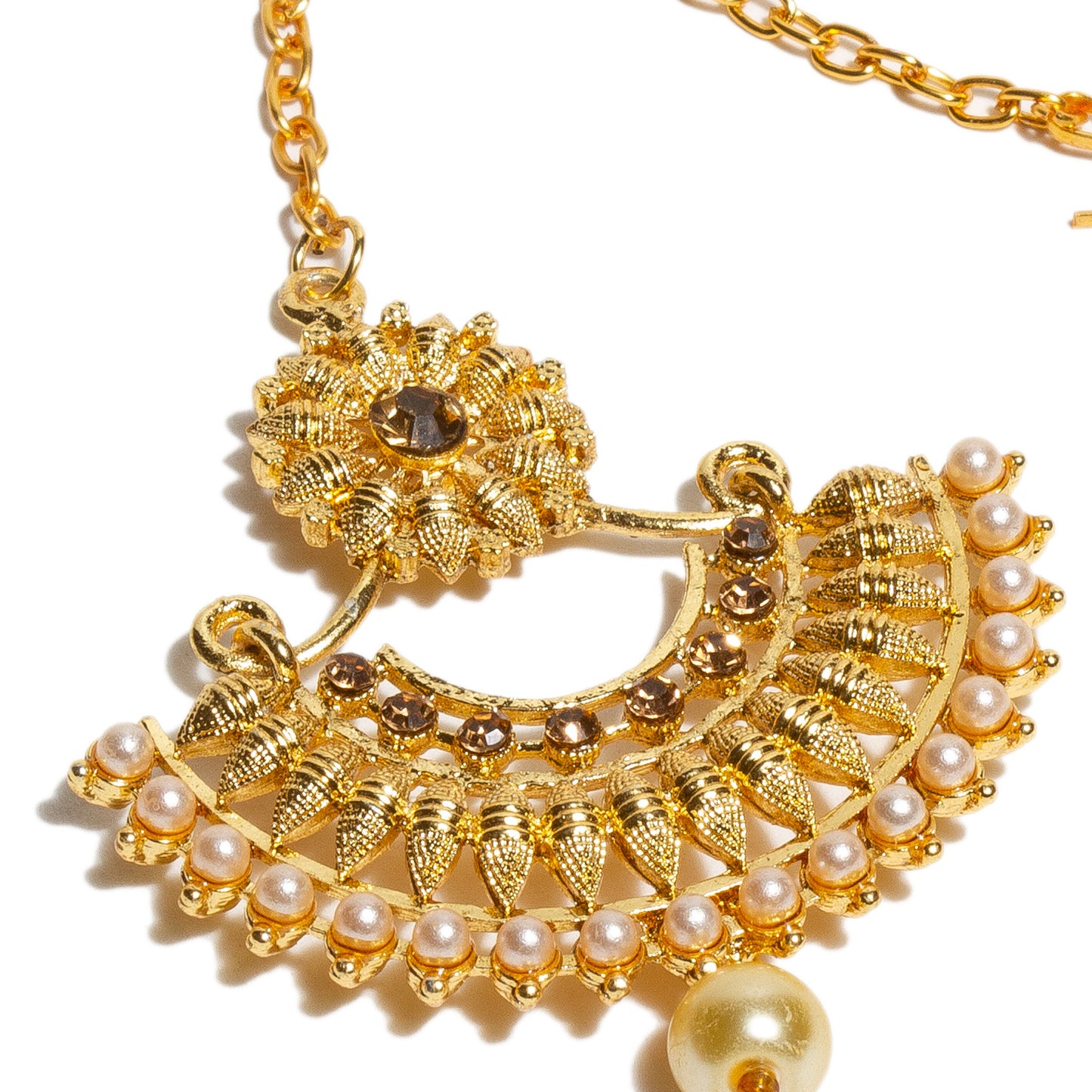 Bindhani-Gold-Plated-Stone-Faux-Pearl-Drop-Traditional-Headpiece-Maang-Tikka-For-Women-Bridal