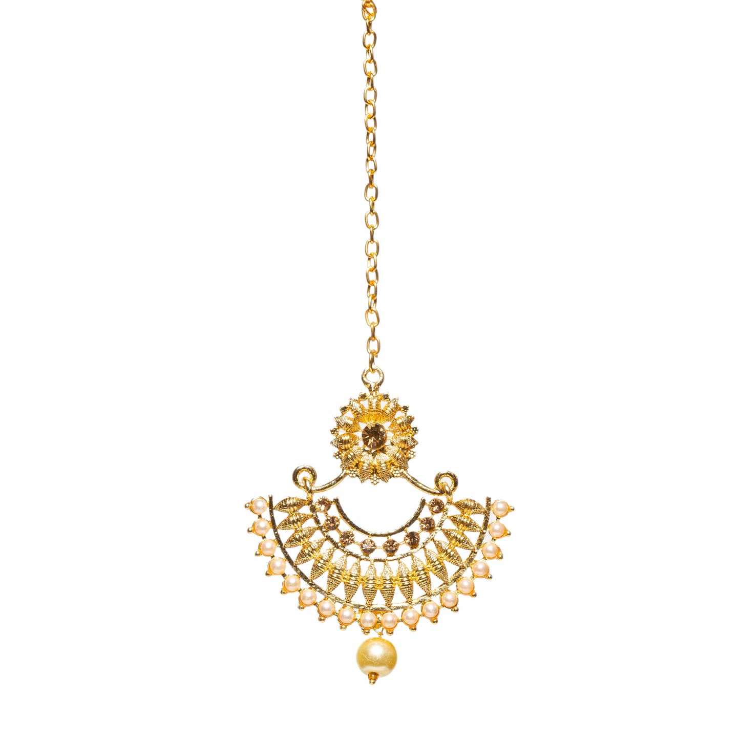 Bindhani-Gold-Plated-Stone-Faux-Pearl-Drop-Traditional-Headpiece-Maang-Tikka-For-Women