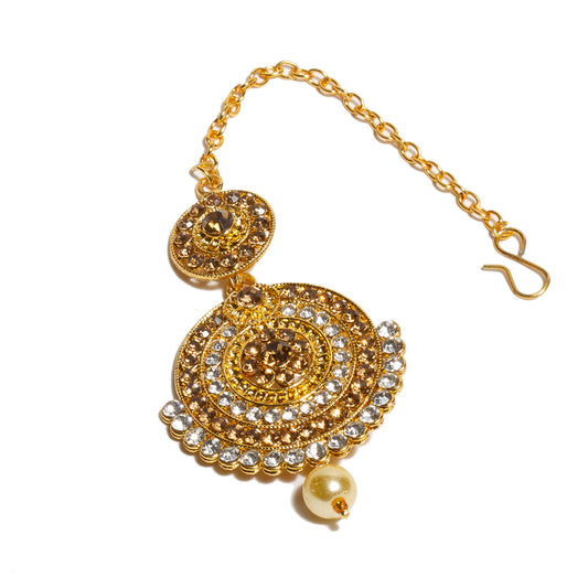 Bindhani-Gold-Plated-Stone-Faux-Pearl-Drop-Traditional-Tikka-Headpiece-For-Women