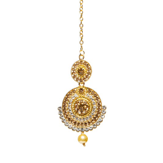Bindhani-Gold-Plated-Stone-and-Faux-Pearl-Drop-Traditional-Tikka-Headpiece-For-Women