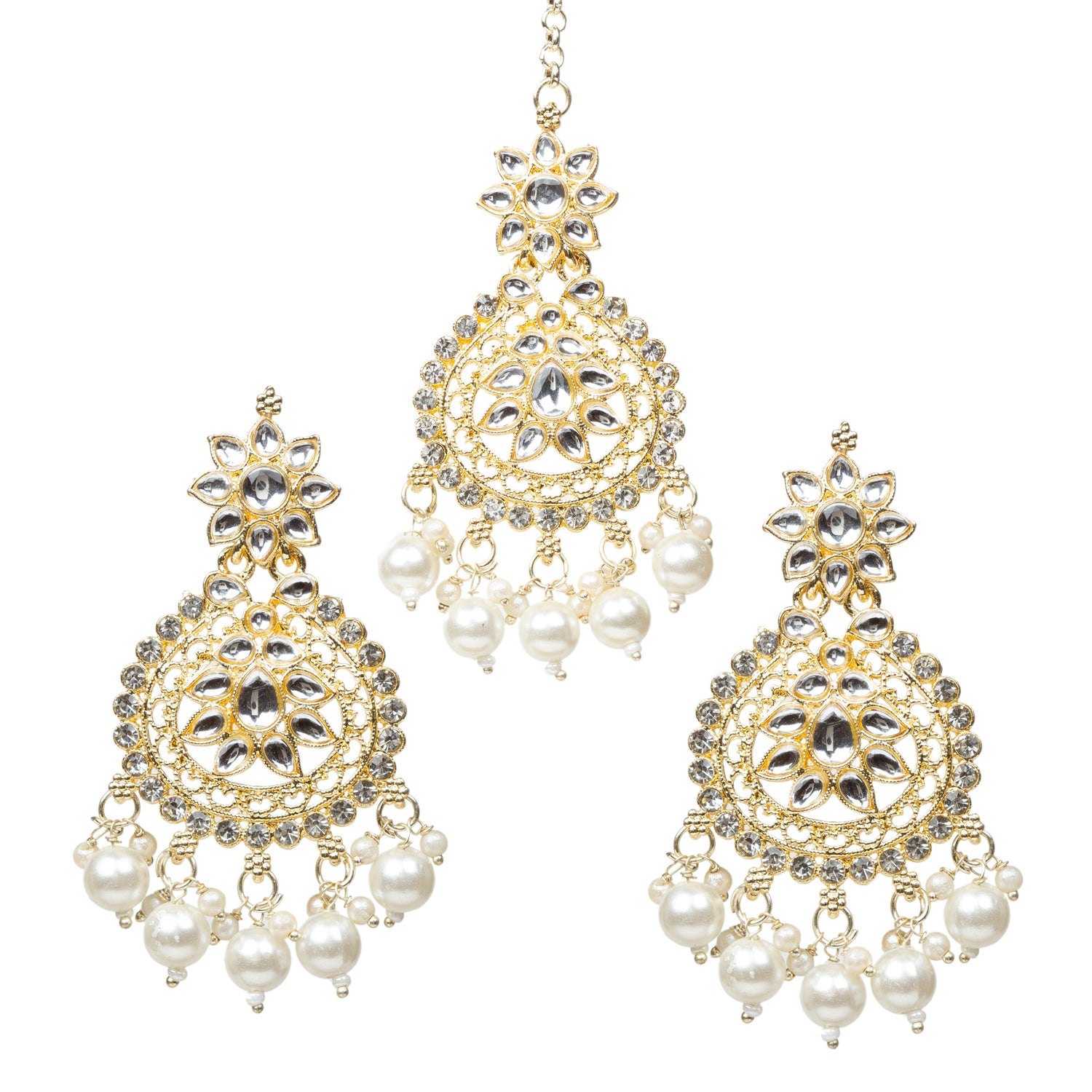 Bindhani-Gold-Plated-Traditional-Kundan-Mang-Tika-With-Earrings-For-Women