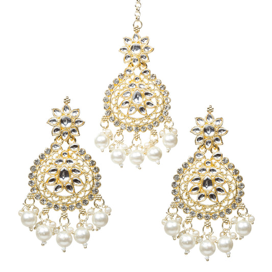 Bindhani-Gold-Plated-Traditional-Kundan-Mang-Tika-With-Earrings-For-Women
