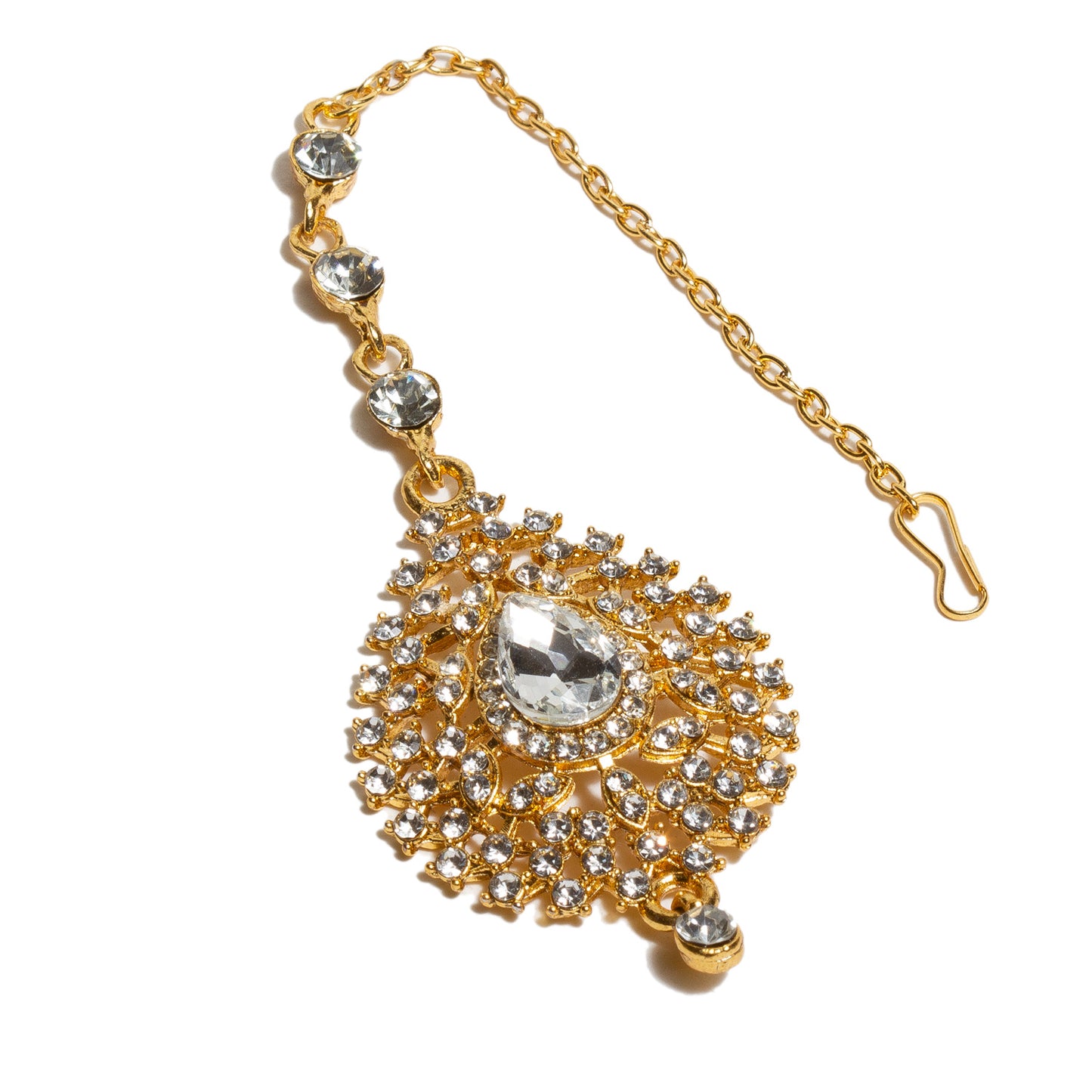 Bindhani-Gold-Plated-White-Stone-Long-Size-Tikka-Headpiece-For-Women