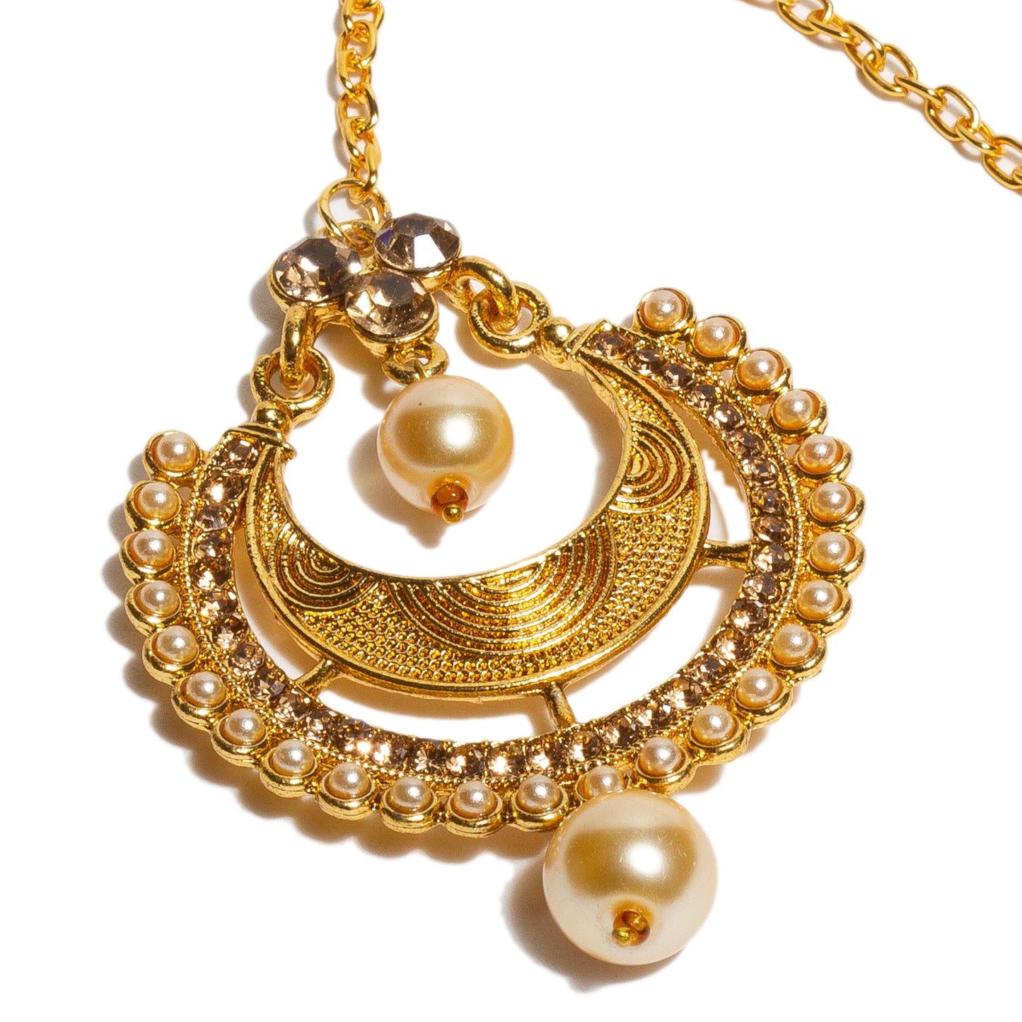 Bindhani-Gold-plated-Faux-Pearl-Drop-Forehead-Headpiece-Maang-Tikkas-For-Women-Bridal