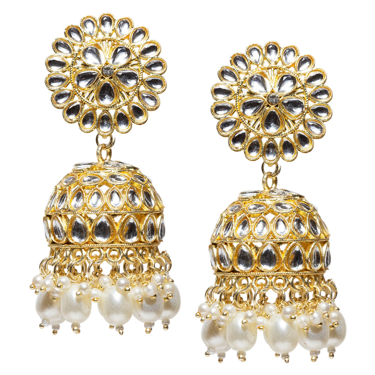 Bindhani-Golden-Color-Drop-Kundan-Jhumka-Earrings-For-Women-and-Girls