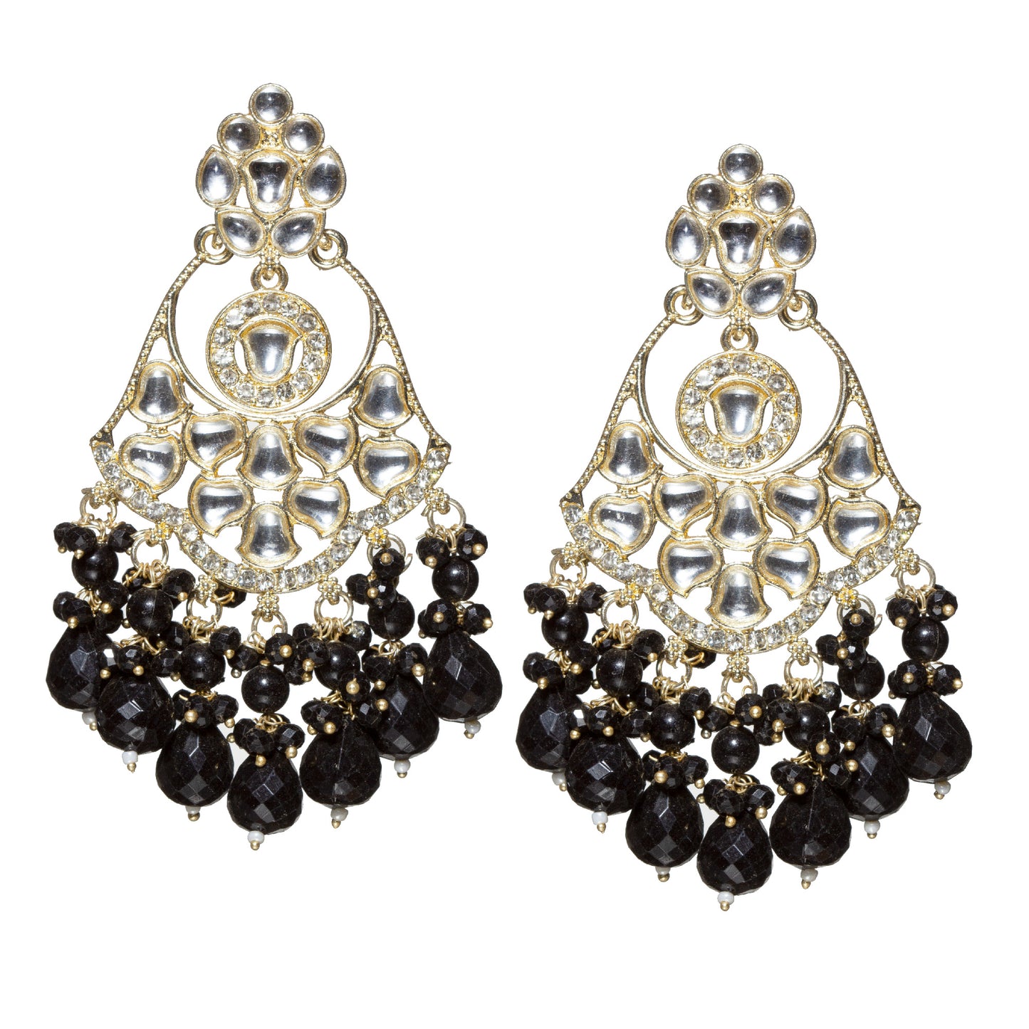Kundan Stone Color Drop Large Earrings