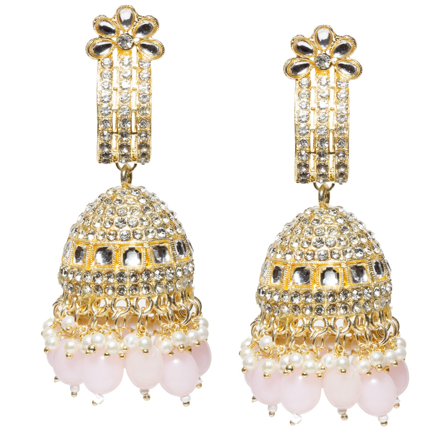 Bindhani-Rose-Gold-Plated-Baby-Pink-Color-Drop-Kundan-Jhumka-Earrings-For-Women-and-Girls