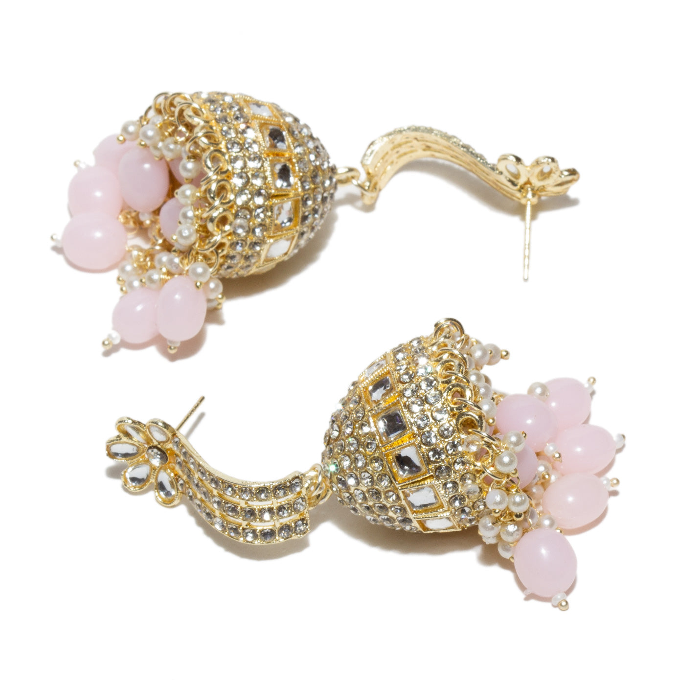 Bindhani-Rose-Gold-Plated-Baby-Pink-Color-Drop-Kundan-Jhumka-Earrings-For-Women