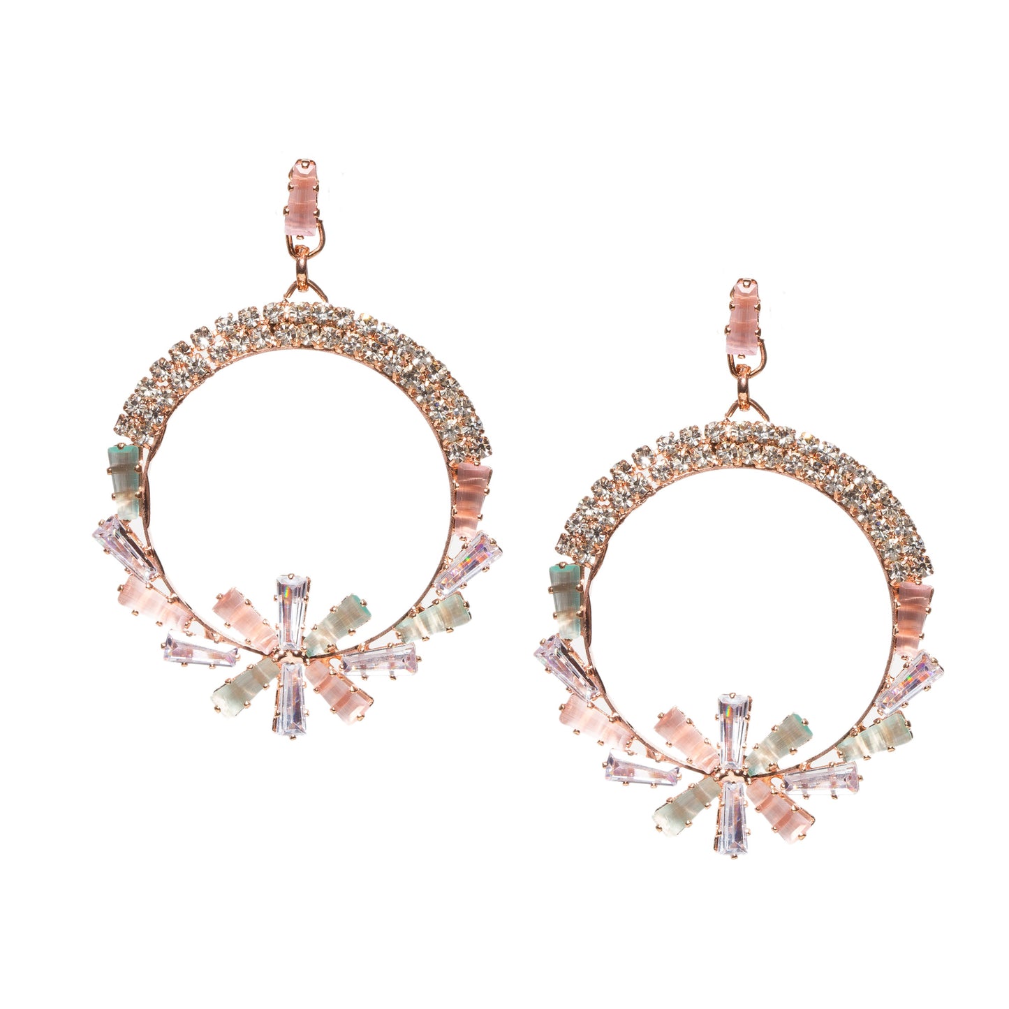 Rose Gold-Plated Multicolor AD Stone Dangle