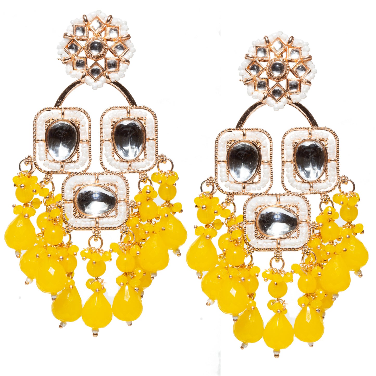 Bindhani-Rose-Gold-Plated-Yellow-Color-Drop-Long-Kundan-Earrings-For-Women-and-Girls