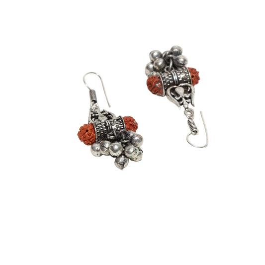 Bindhani-Trishul-Oxidised-Silver-Black-Beads-Ghungroo-Fish -hook-Earrings