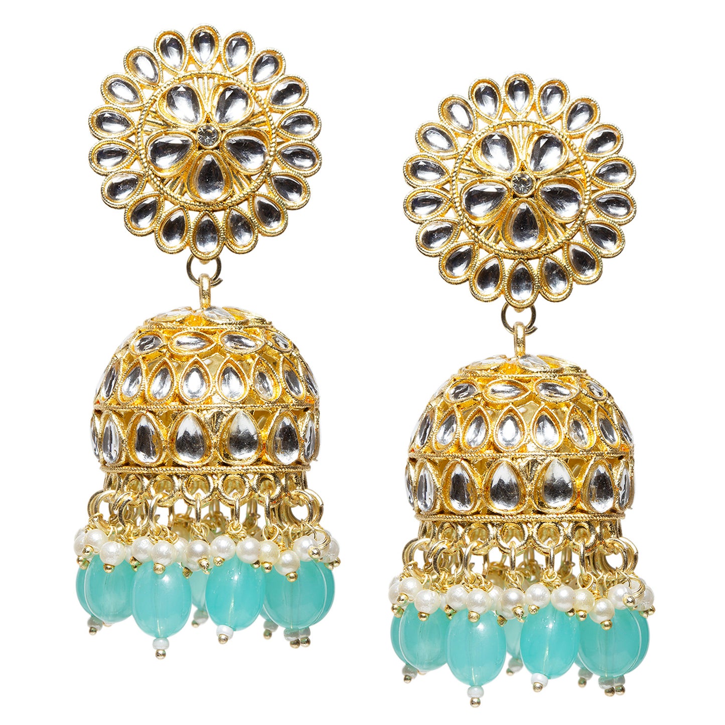 Bindhani-firozi-Color-Drop-Kundan-Jhumka-Earrings-For-Women-and-Girls