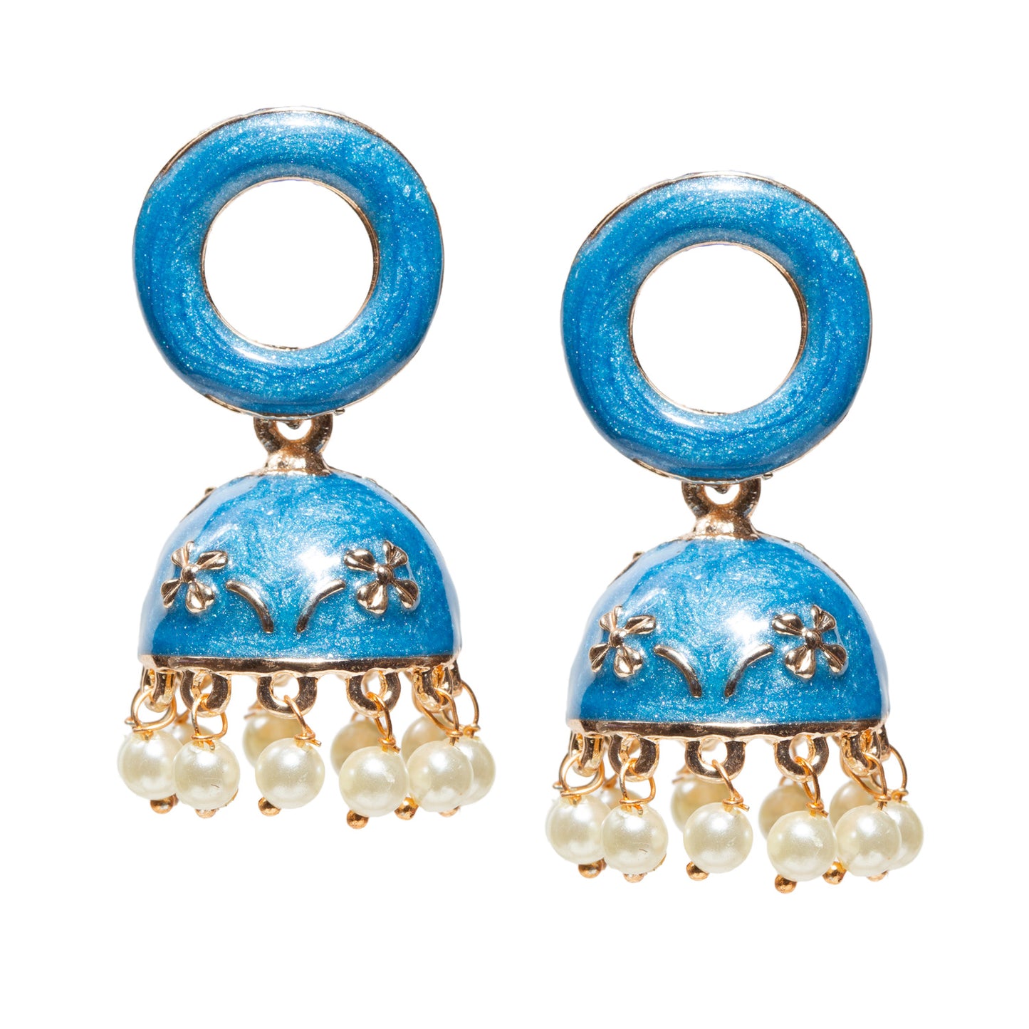 Bindhani-gold-plated-Beads-White-Meenakari-Round-Turquoise-Small-Jhumki-women-girls-Teenage