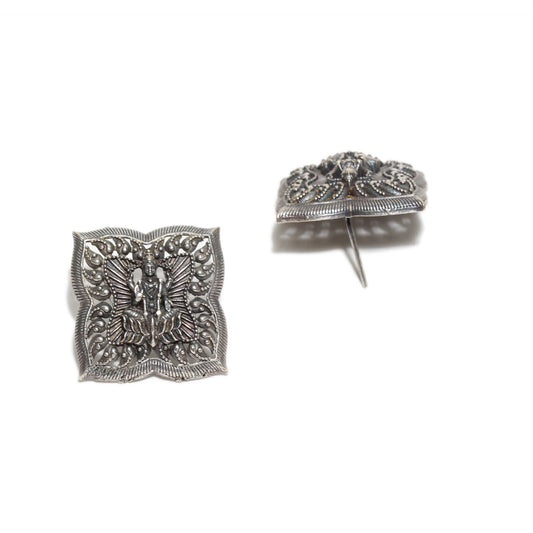 Goddess Lakshmi Silver-toned Studs Earrings