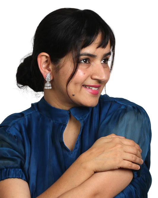 bindhani-Silver-plated-AD-stone-small-jhumki-for-women