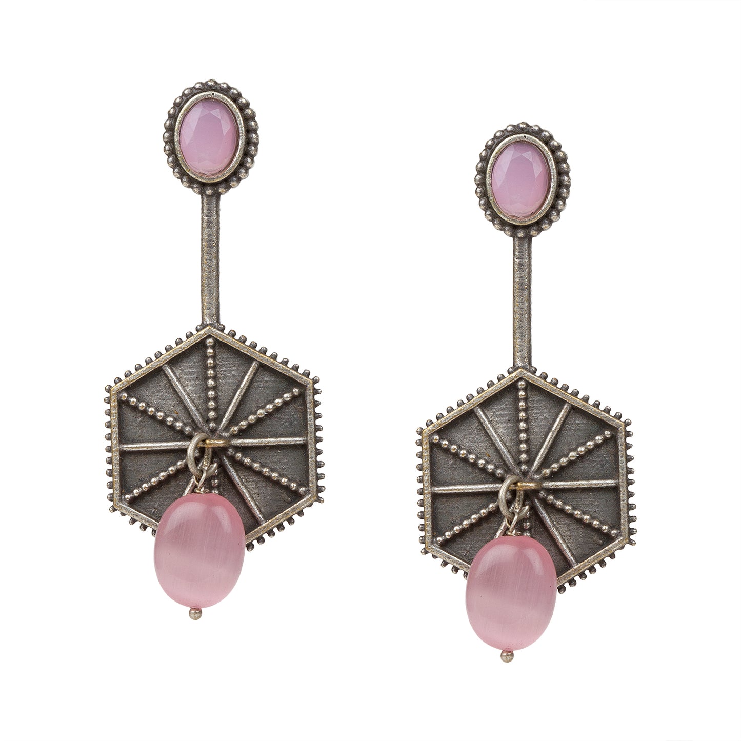 bindhani dangler pink oxidised earrings for women girls