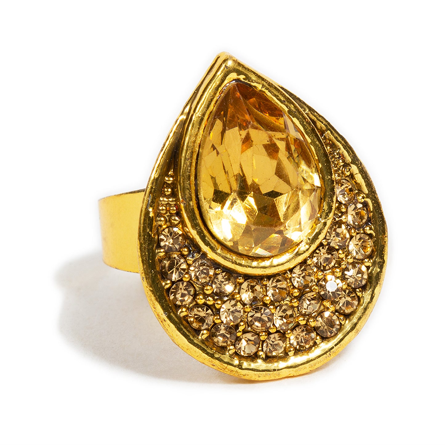 bindhani fashion gold plated golden stone finger ring for women and girls